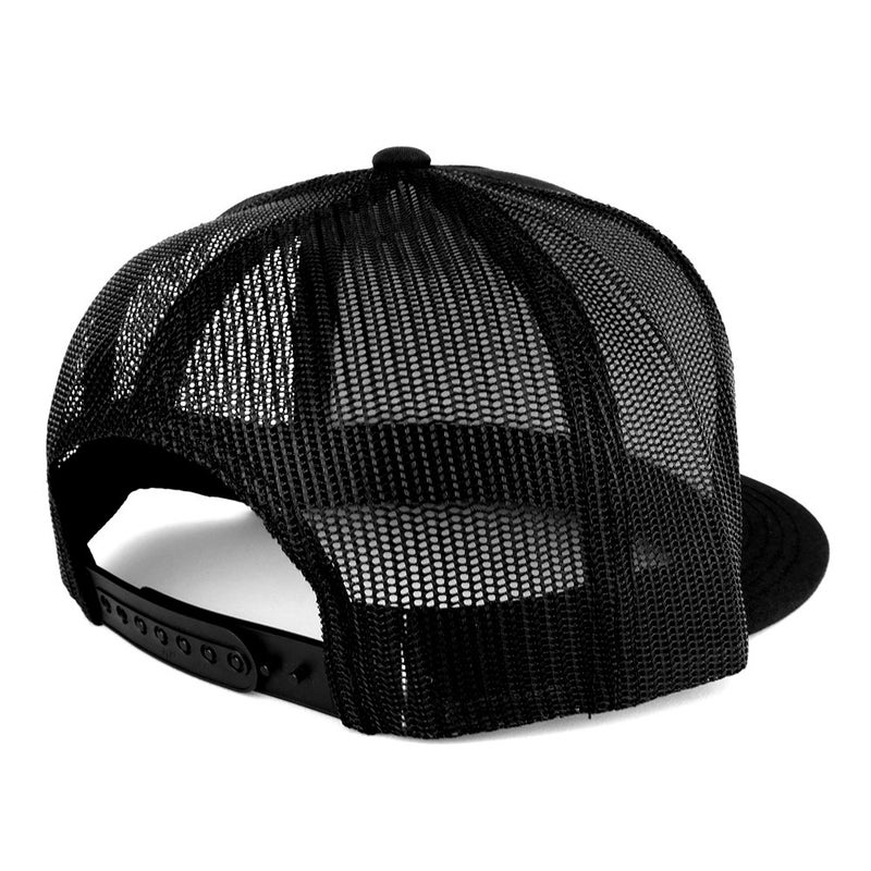 Armycrew Oversize XXL Structured Blank 5 Panel Flatbill Snapback Mesh Cap - Black - 2XL - Image 2
